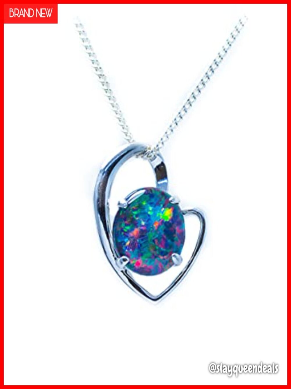 Genuine Australian Triplet Opal Pendant Necklace 11x9mm 925 Sterling Silver